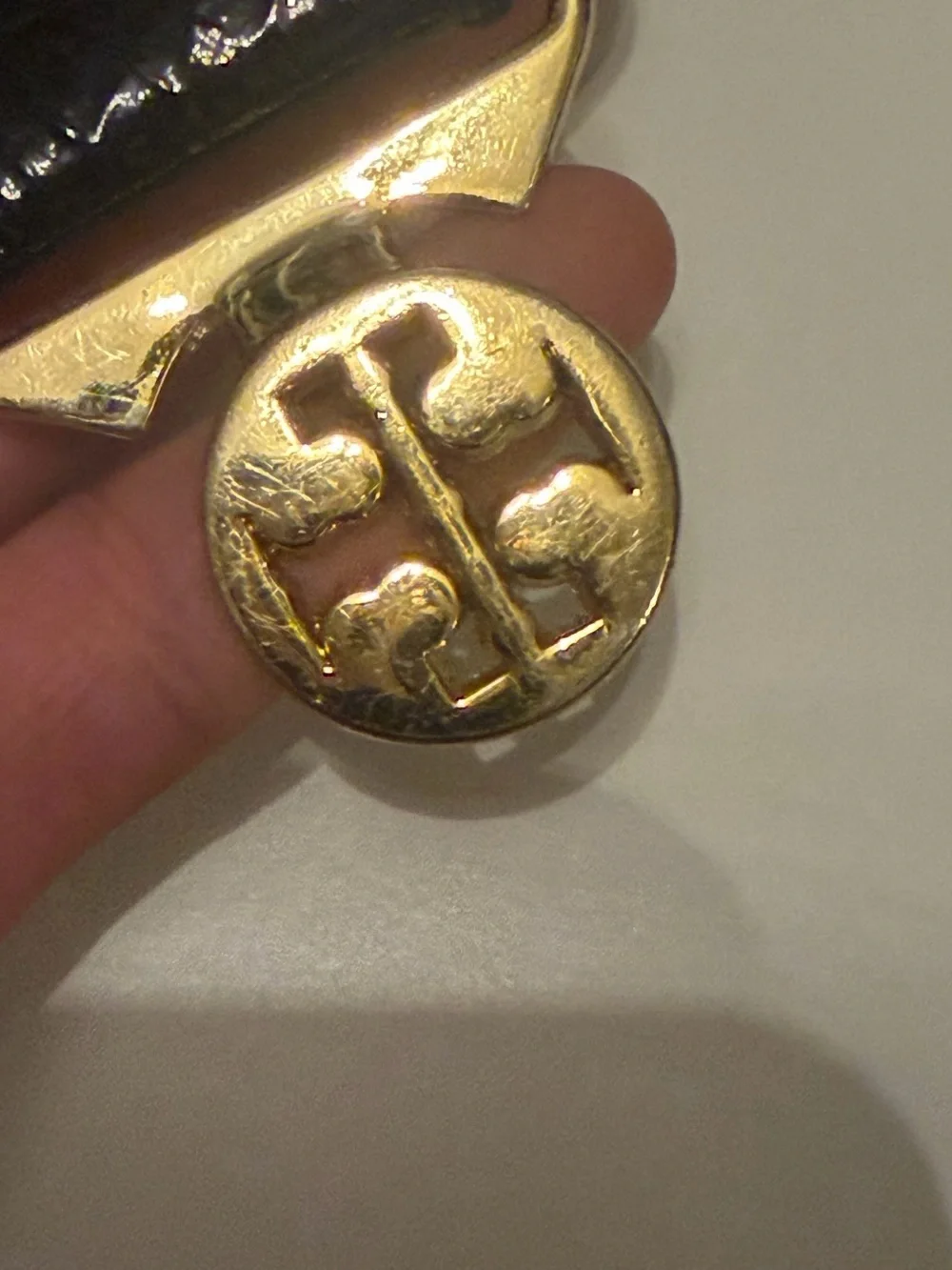 Tory Burch Black Strap with Gold Logo Buckle Belt